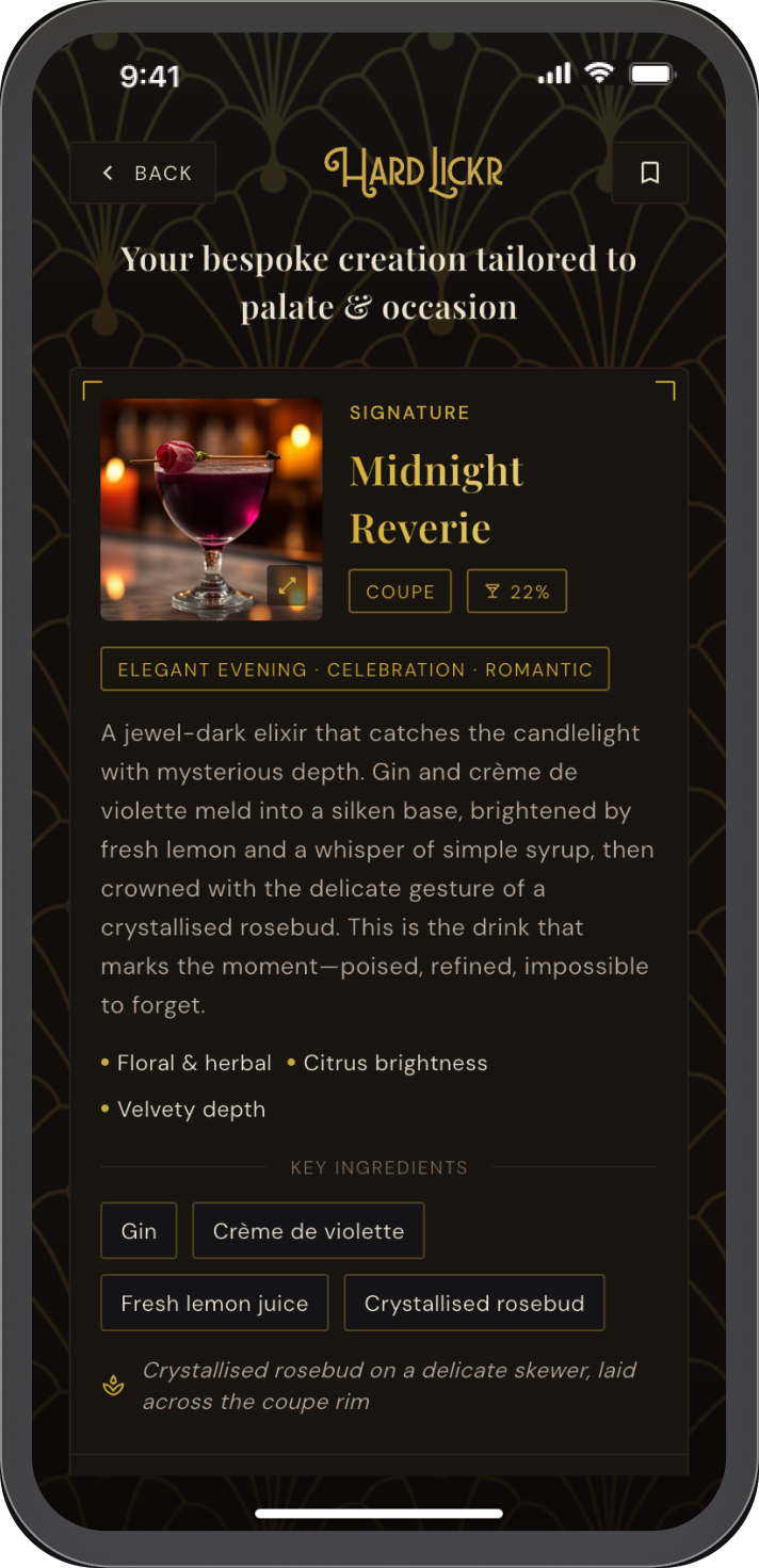 Hard Lickr presents the Midnight Reverie — a bespoke creation tailored to palate and occasion
